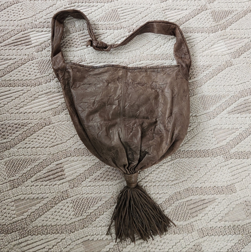 Vintage 1980's Brio! Large Leather Hippie Purse